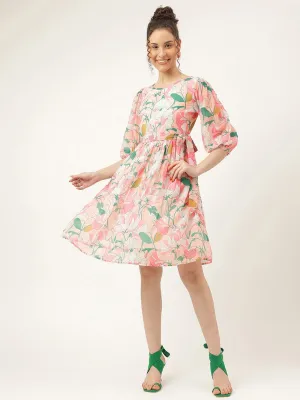 Cosmos Peach Floral Dress