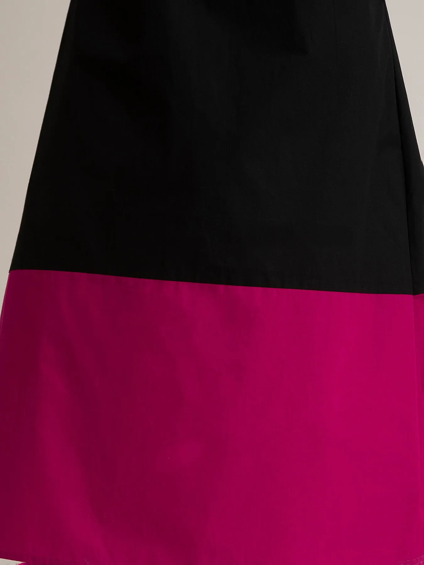 Cotton Poplin Colour Block Dress - Black And Fuchsia