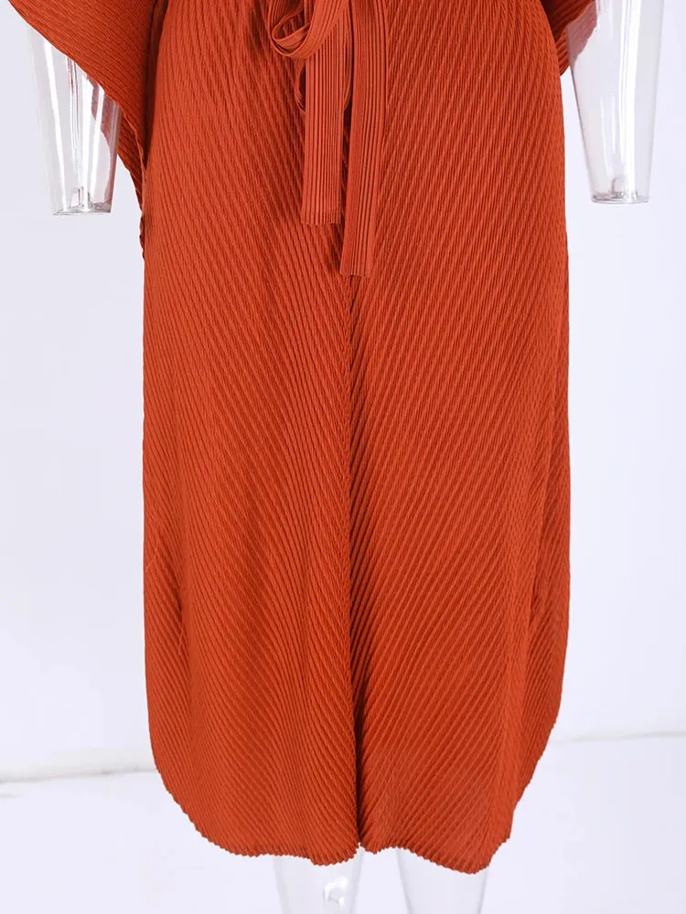 Couture Women's Pleated 3/4 Sleeve Dress