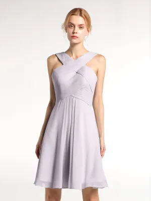 Cross Front Empire Waist Short Bridesmaid Dress Dusk