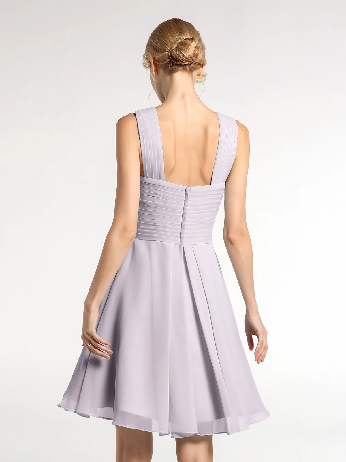 Cross Front Empire Waist Short Bridesmaid Dress Dusk