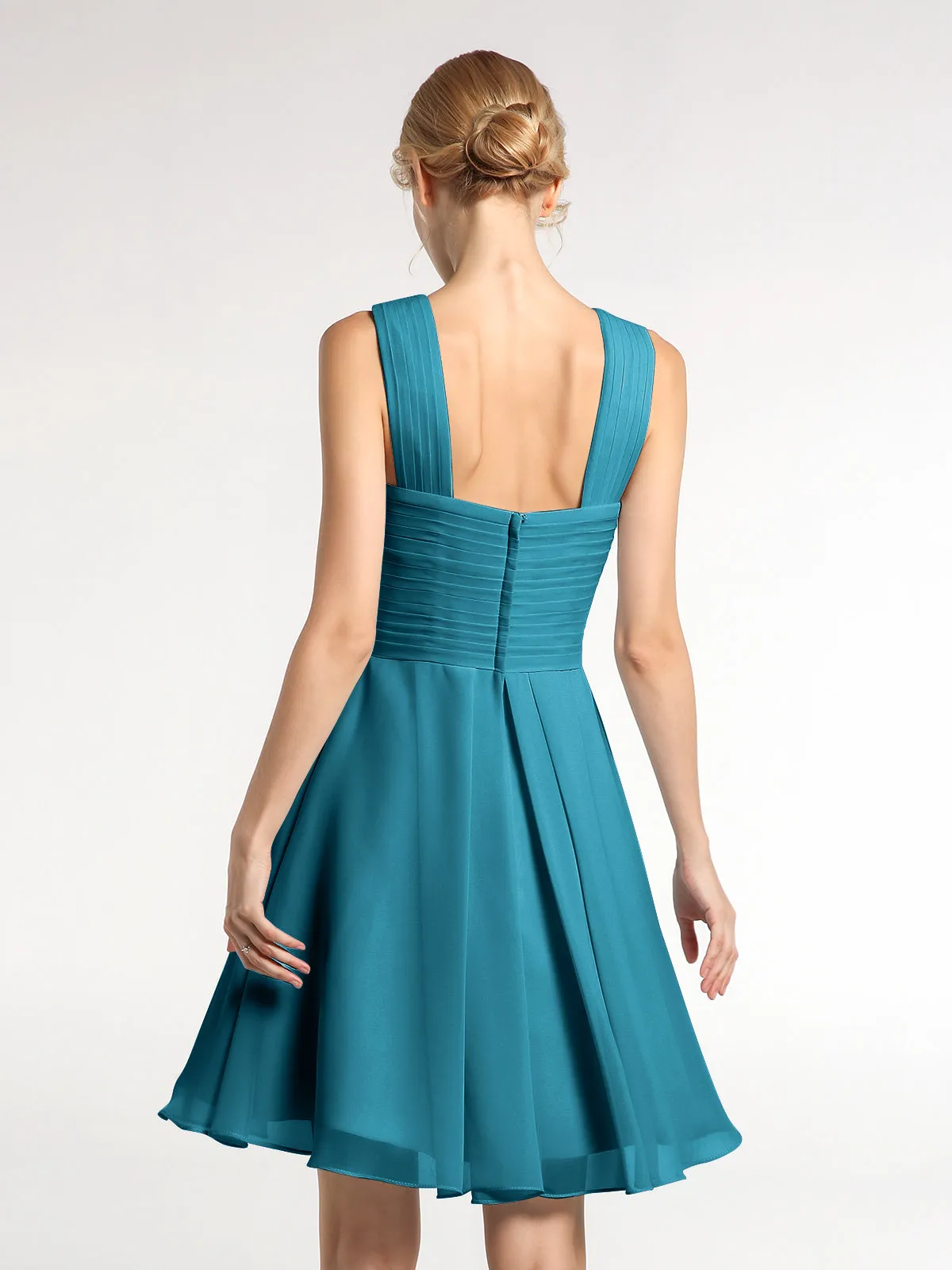 Cross Front Empire Waist Short Bridesmaid Dress Ink Blue Plus Size