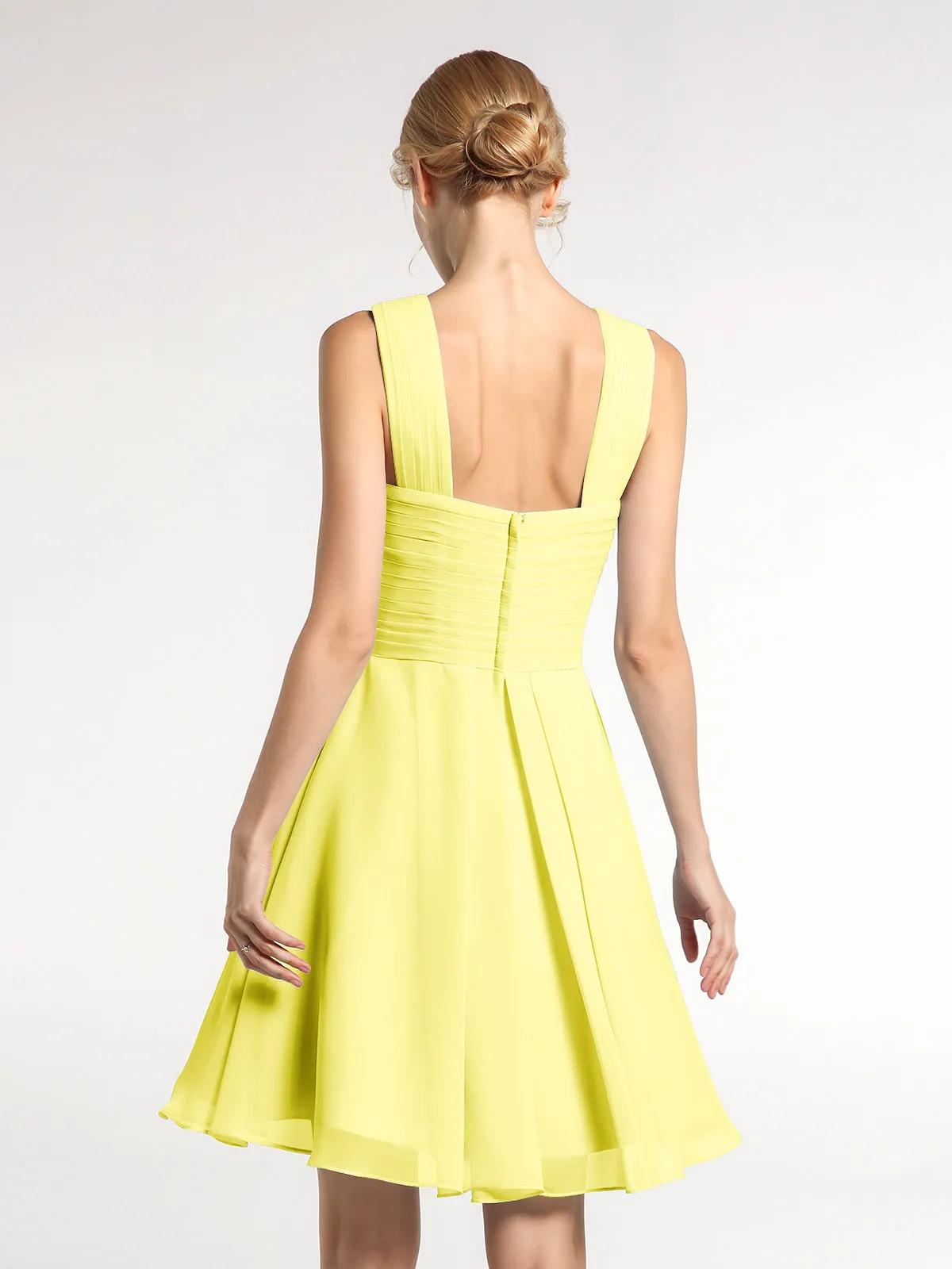 Cross Front Empire Waist Short Bridesmaid Dress Lemon Plus Size
