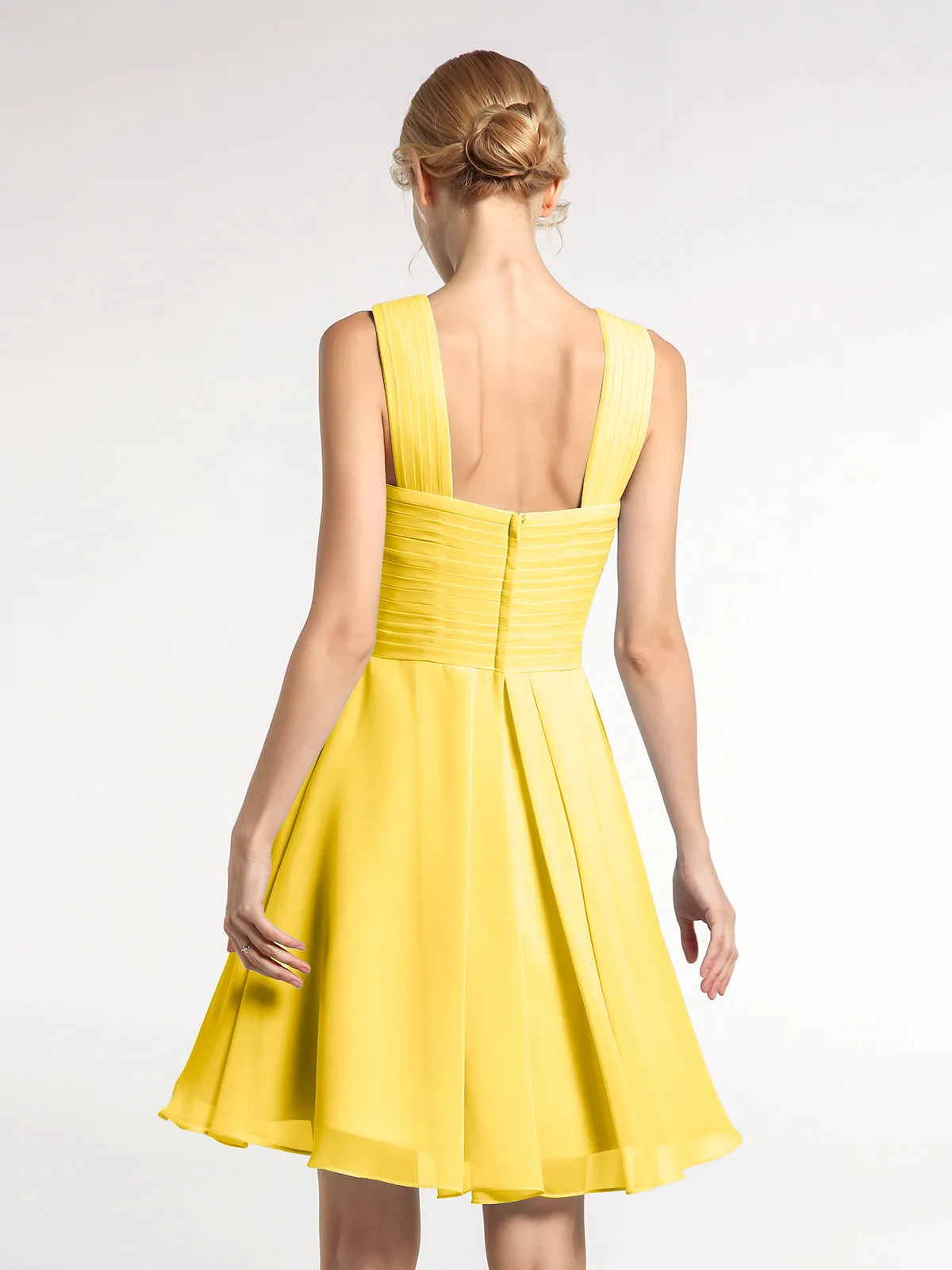 Cross Front Empire Waist Short Bridesmaid Dress Marigold