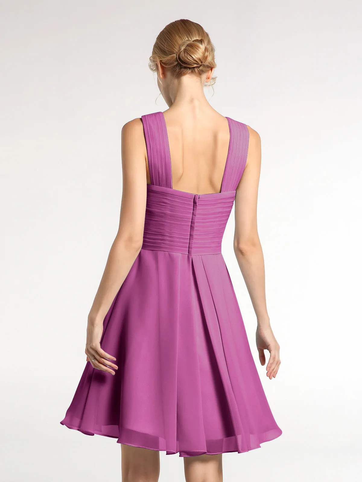 Cross Front Empire Waist Short Bridesmaid Dress Orchid Plus Size