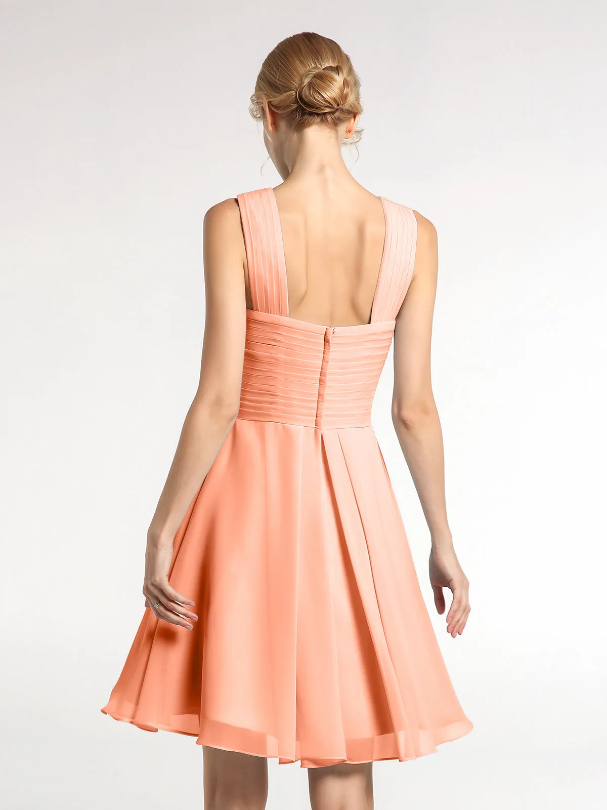 Cross Front Empire Waist Short Bridesmaid Dress Papaya