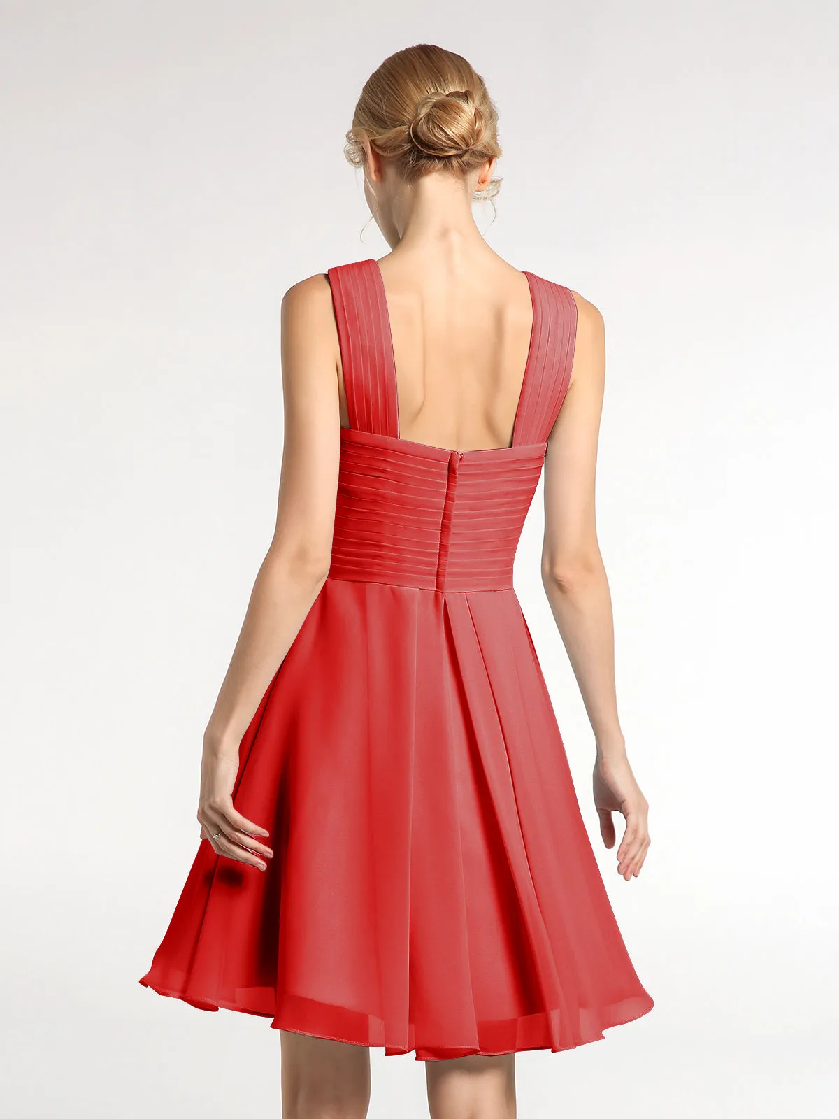 Cross Front Empire Waist Short Bridesmaid Dress Red Plus Size