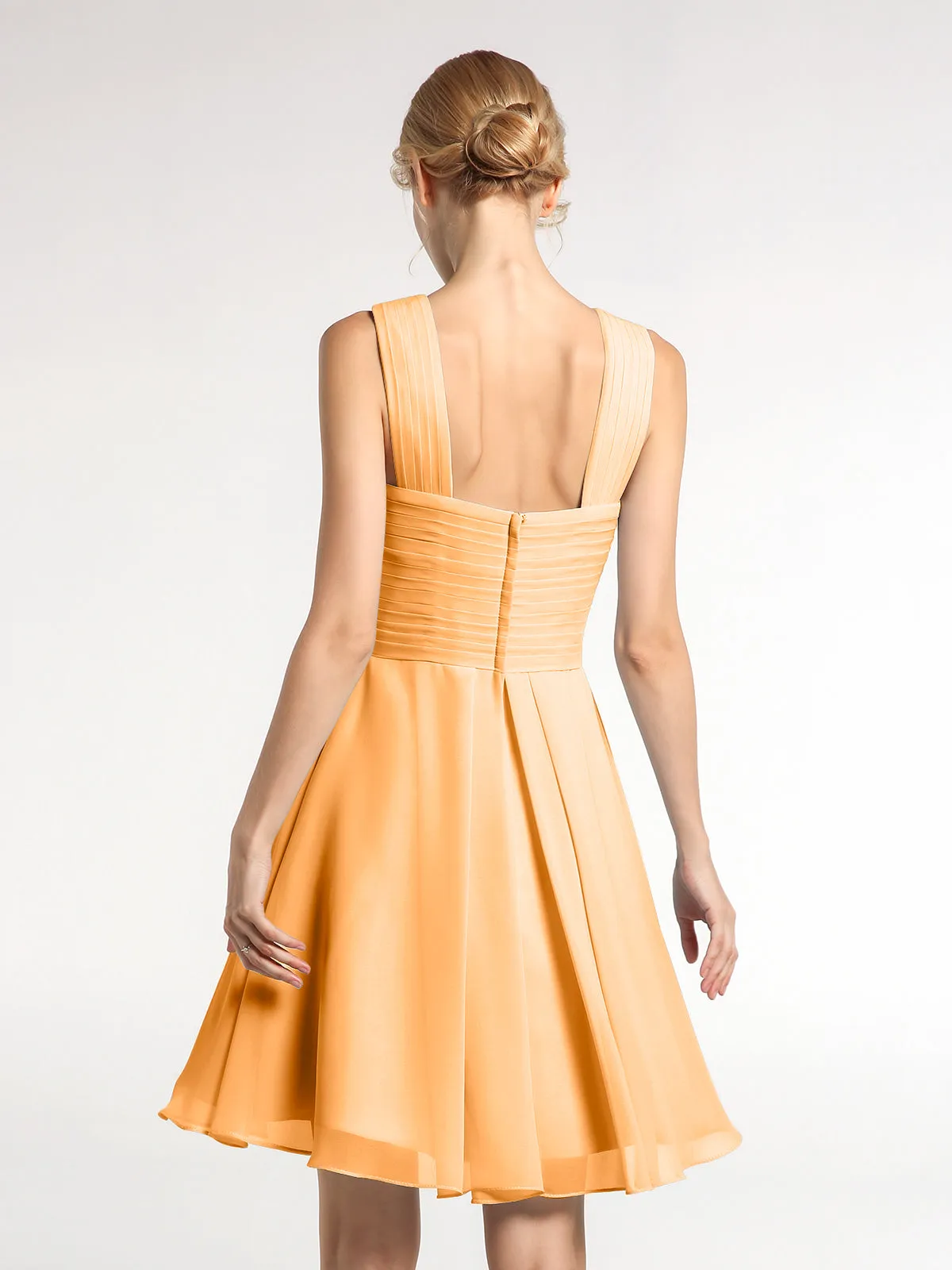 Cross Front Empire Waist Short Bridesmaid Dress Tangerine