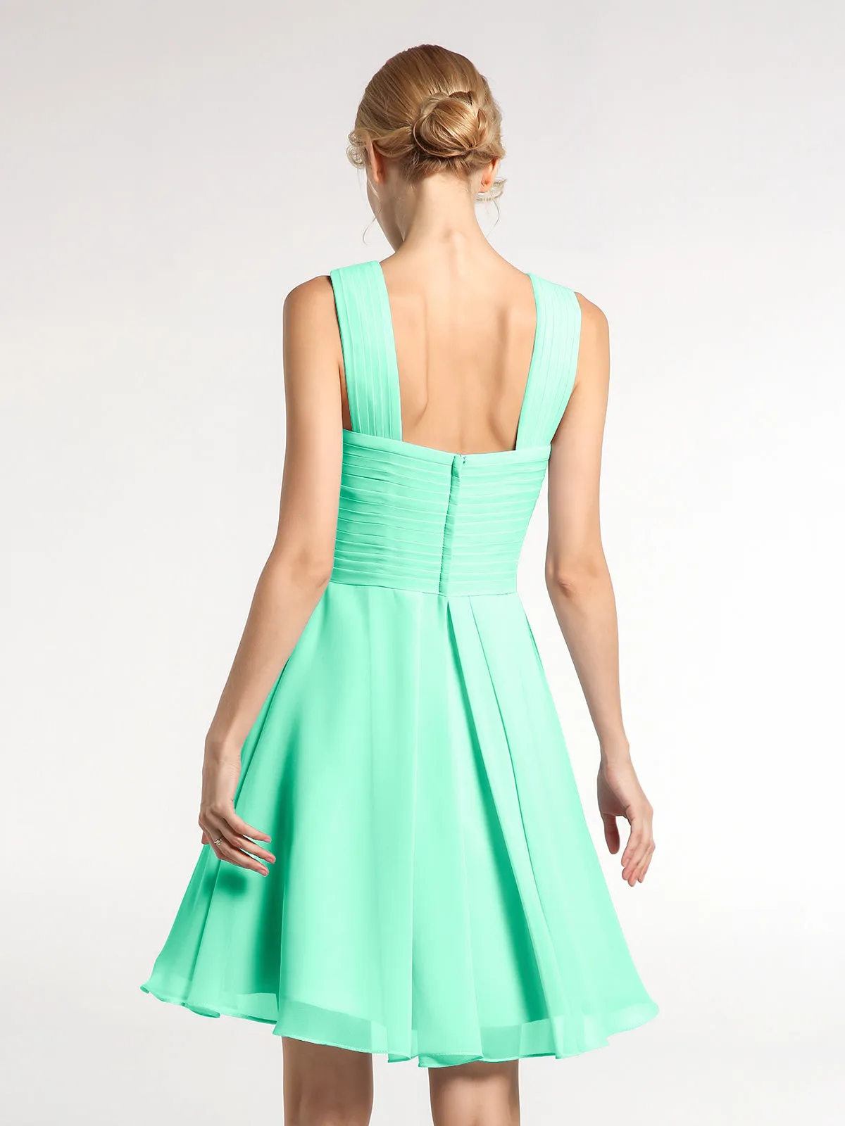 Cross Front Empire Waist Short Bridesmaid Dress Turquoise