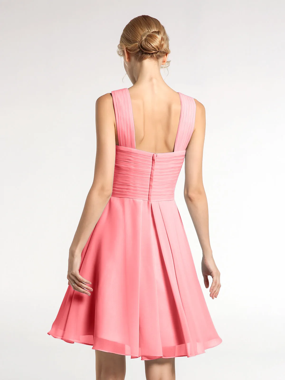 Cross Front Empire Waist Short Bridesmaid Dress Watermelon Plus Size