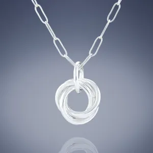 Dainty Round Love Knot Pendant Necklace in Argentium Sterling Silver with 18" or 20" Chain