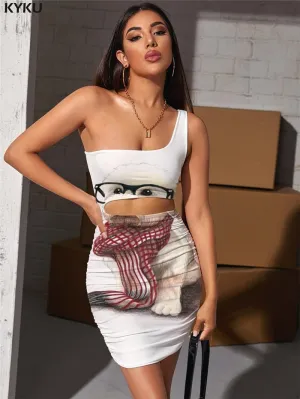 Dog Dresses Women Animal 3d Print Painting Hollow out Dresses Lovely Vestido Sexy