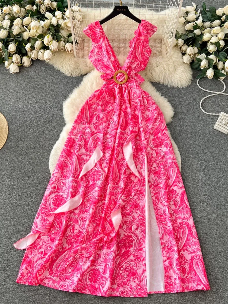 Dorre Printed Slit Dress