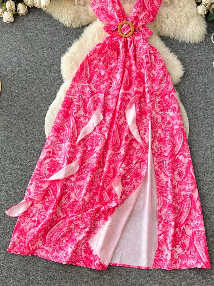 Dorre Printed Slit Dress