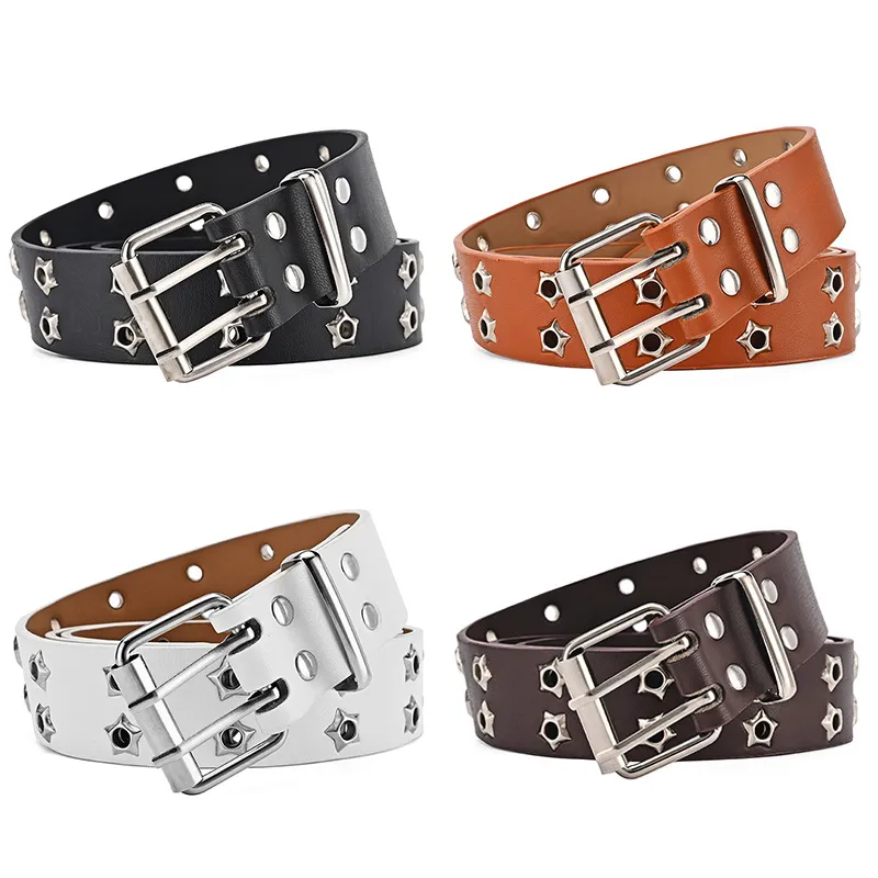 Double Star Eyelet Buckle Belt