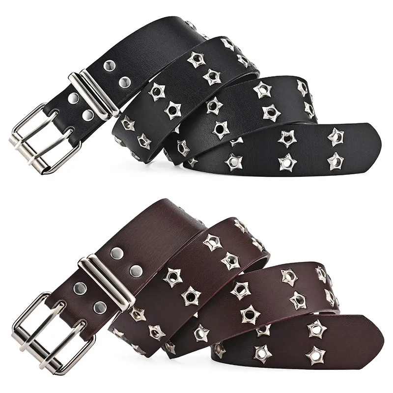 Double Star Eyelet Buckle Belt