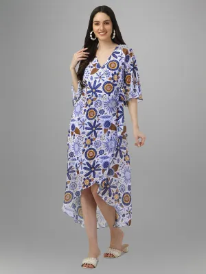 dresses for Women western wear Blue Floral Maxi Dress