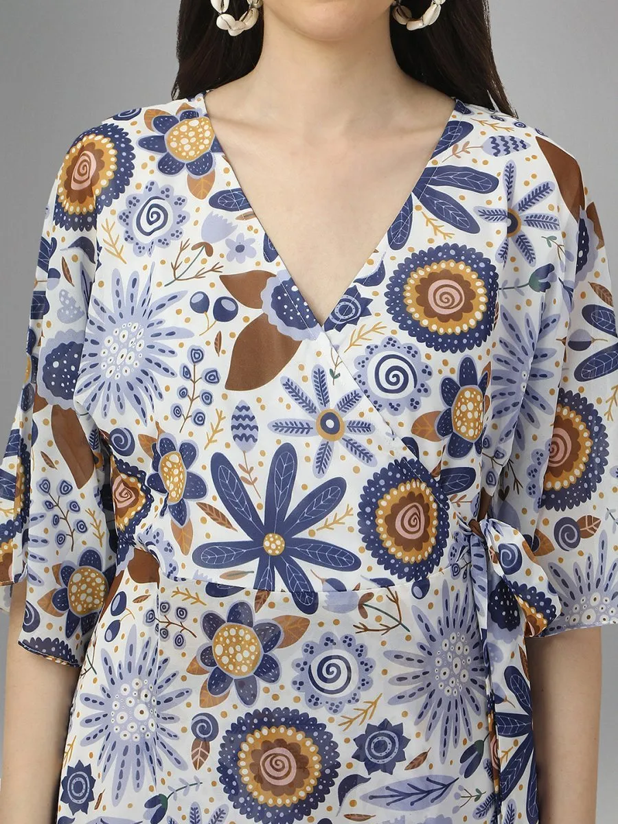 dresses for Women western wear Blue Floral Maxi Dress