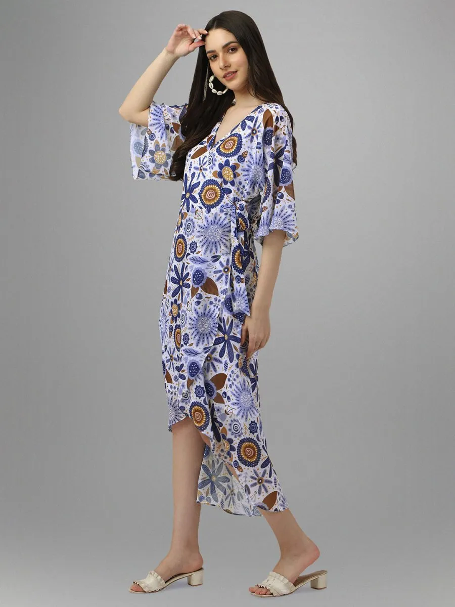 dresses for Women western wear Blue Floral Maxi Dress