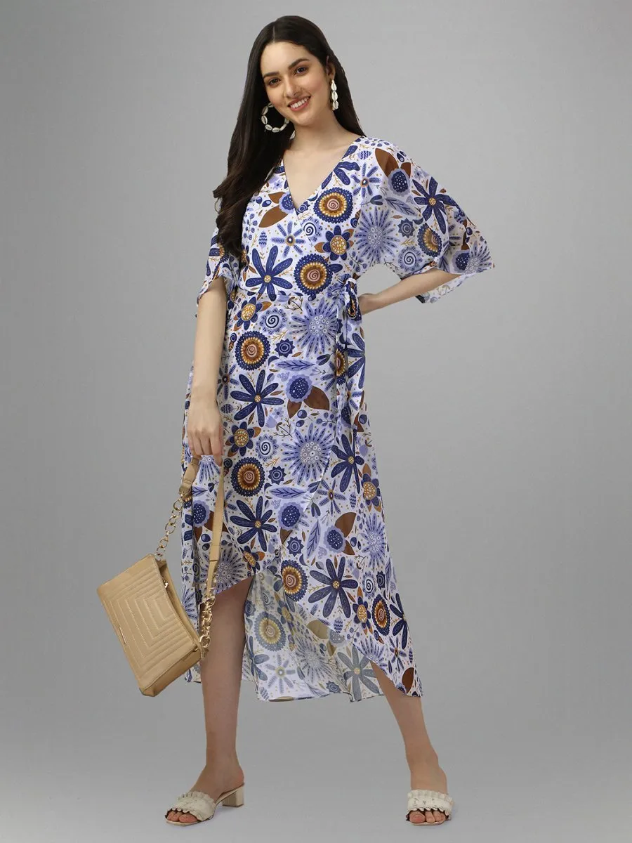 dresses for Women western wear Blue Floral Maxi Dress