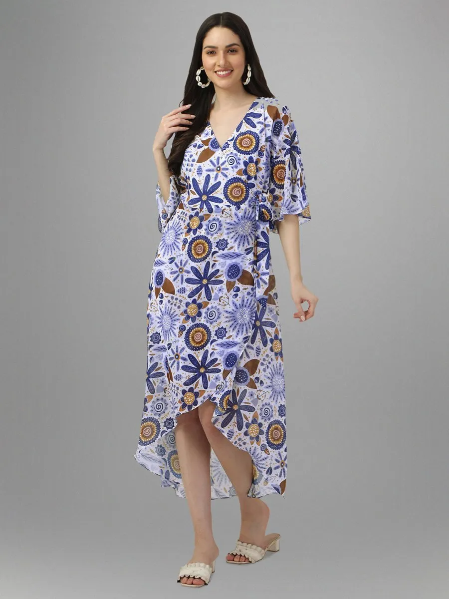 dresses for Women western wear Blue Floral Maxi Dress