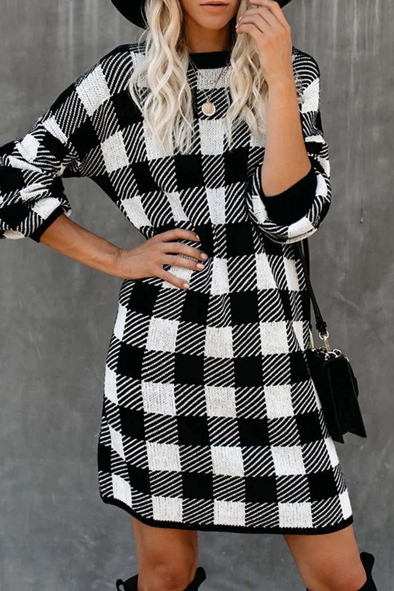 Dunnmall Plaid Mini Dress