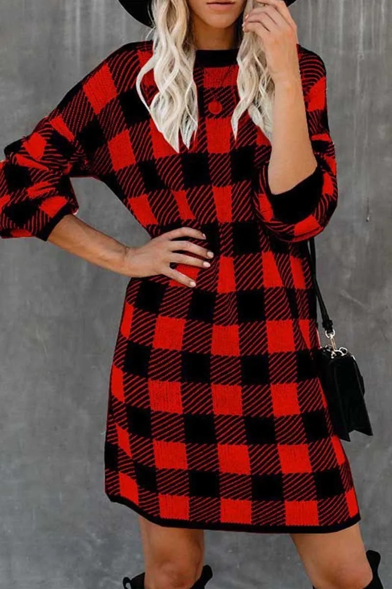 Dunnmall Plaid Mini Dress