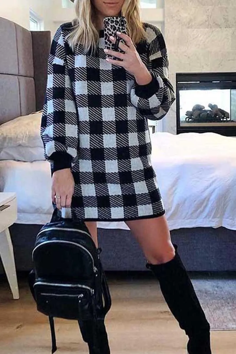 Dunnmall Plaid Mini Dress