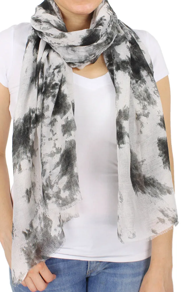 EAS9698 Lurex Abstract Print Scarf