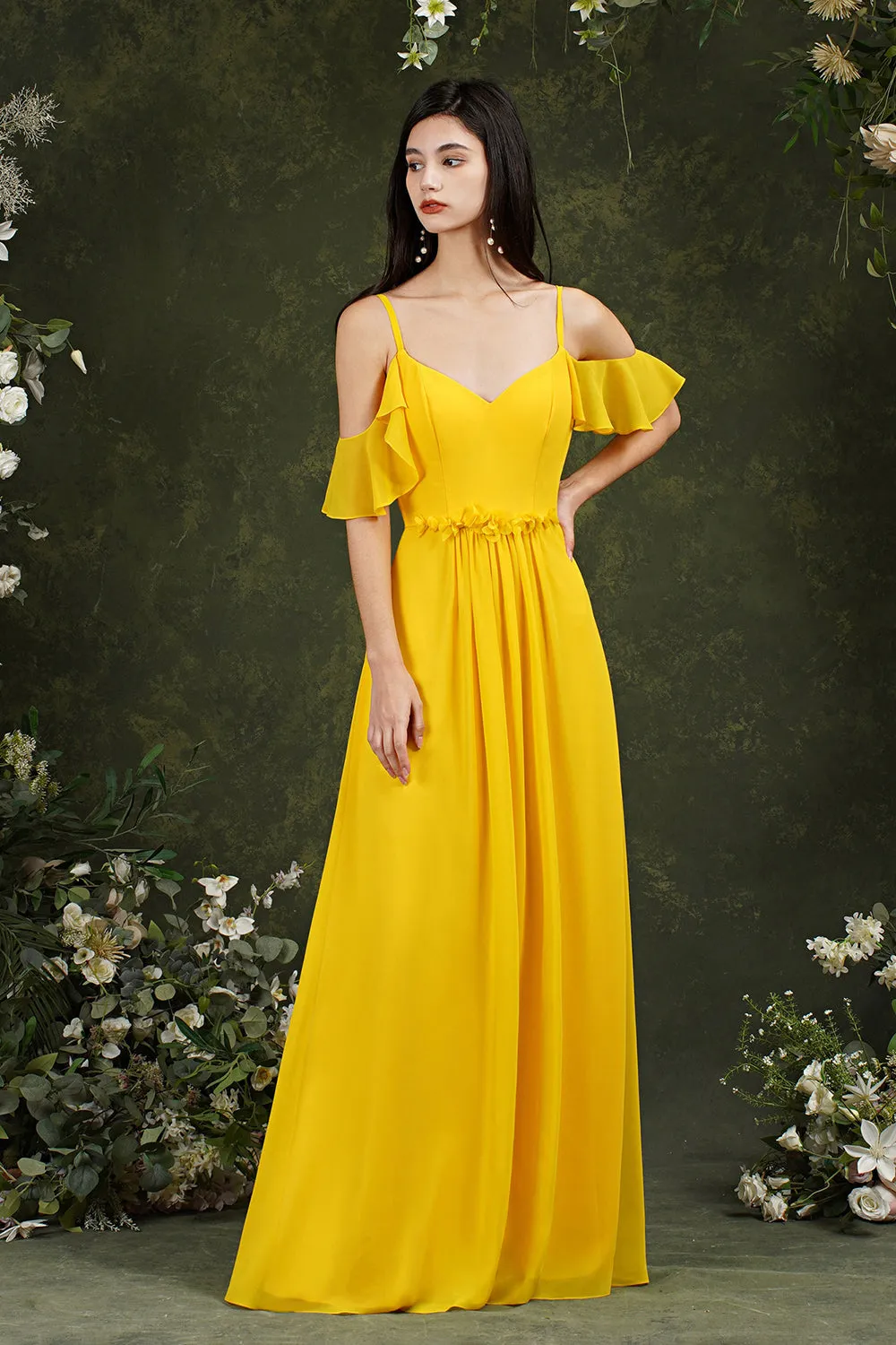 Elegant Long A-line Sweetheart Backless Chiffon Bridesmaid Dress With Pockets