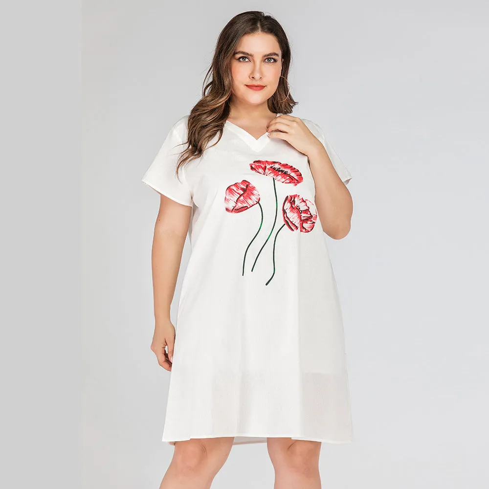 Flower Print Wholesale T Shirt Dress