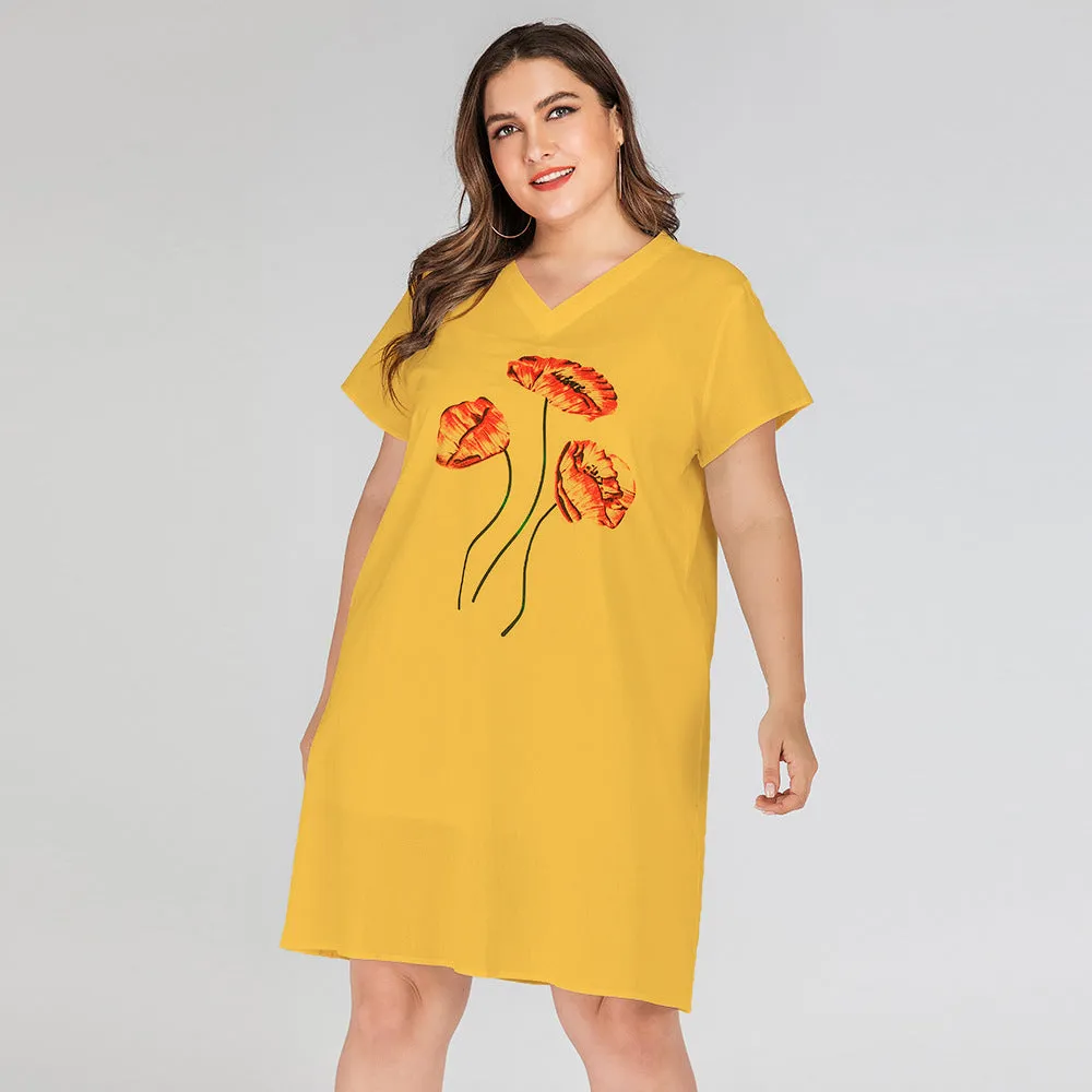 Flower Print Wholesale T Shirt Dress