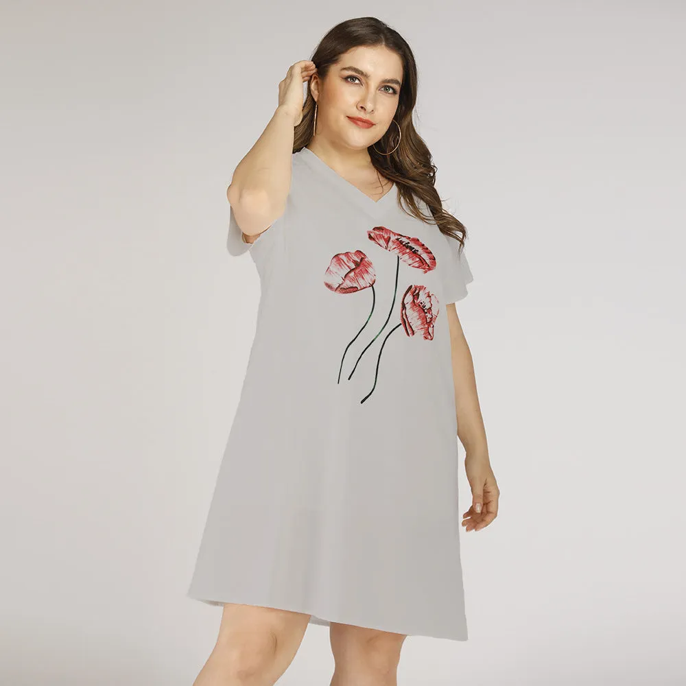 Flower Print Wholesale T Shirt Dress