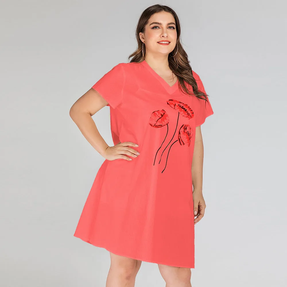 Flower Print Wholesale T Shirt Dress