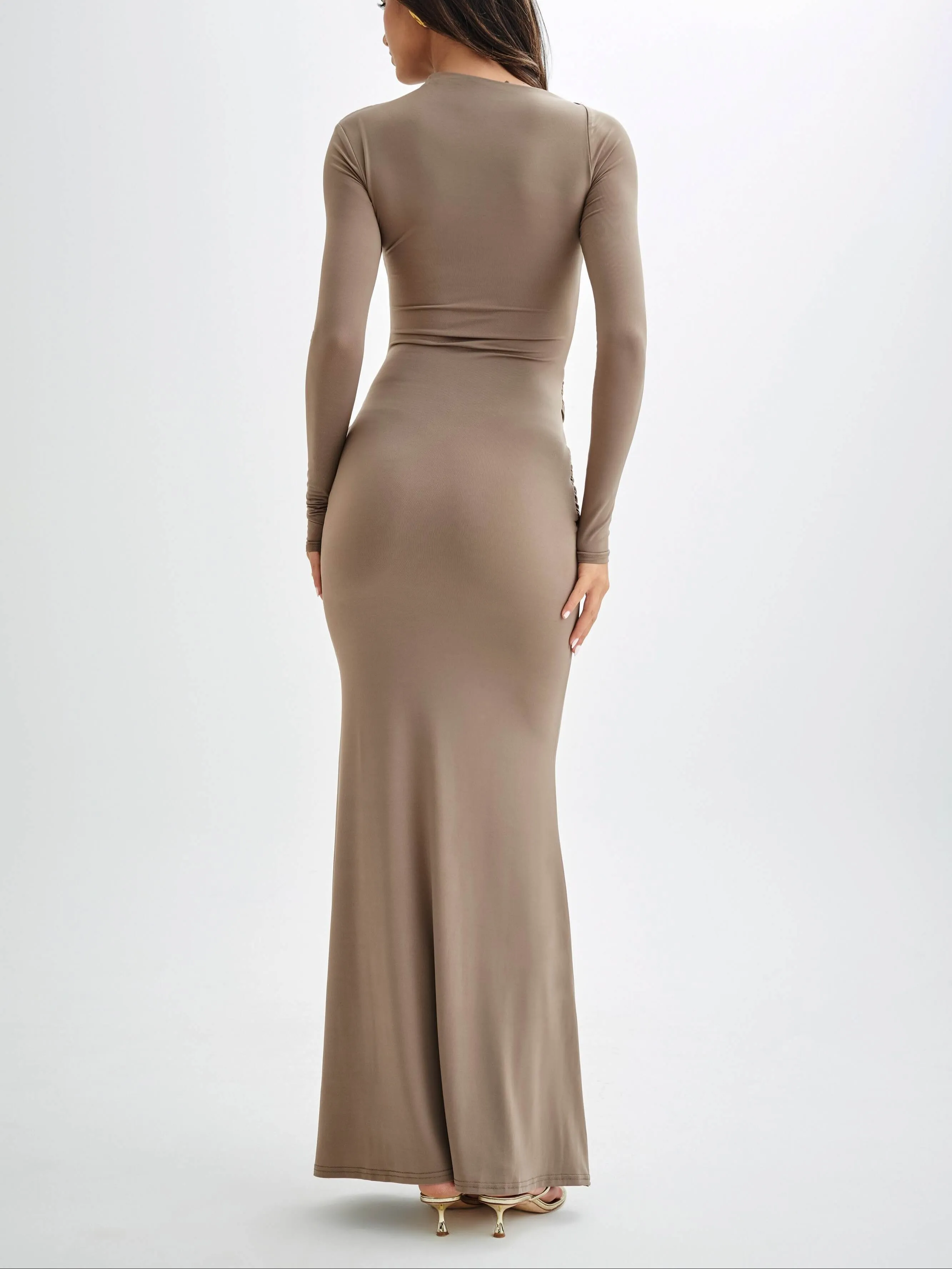 Flytonn- Halcyon Long Sleeve Slinky Maxi Dress