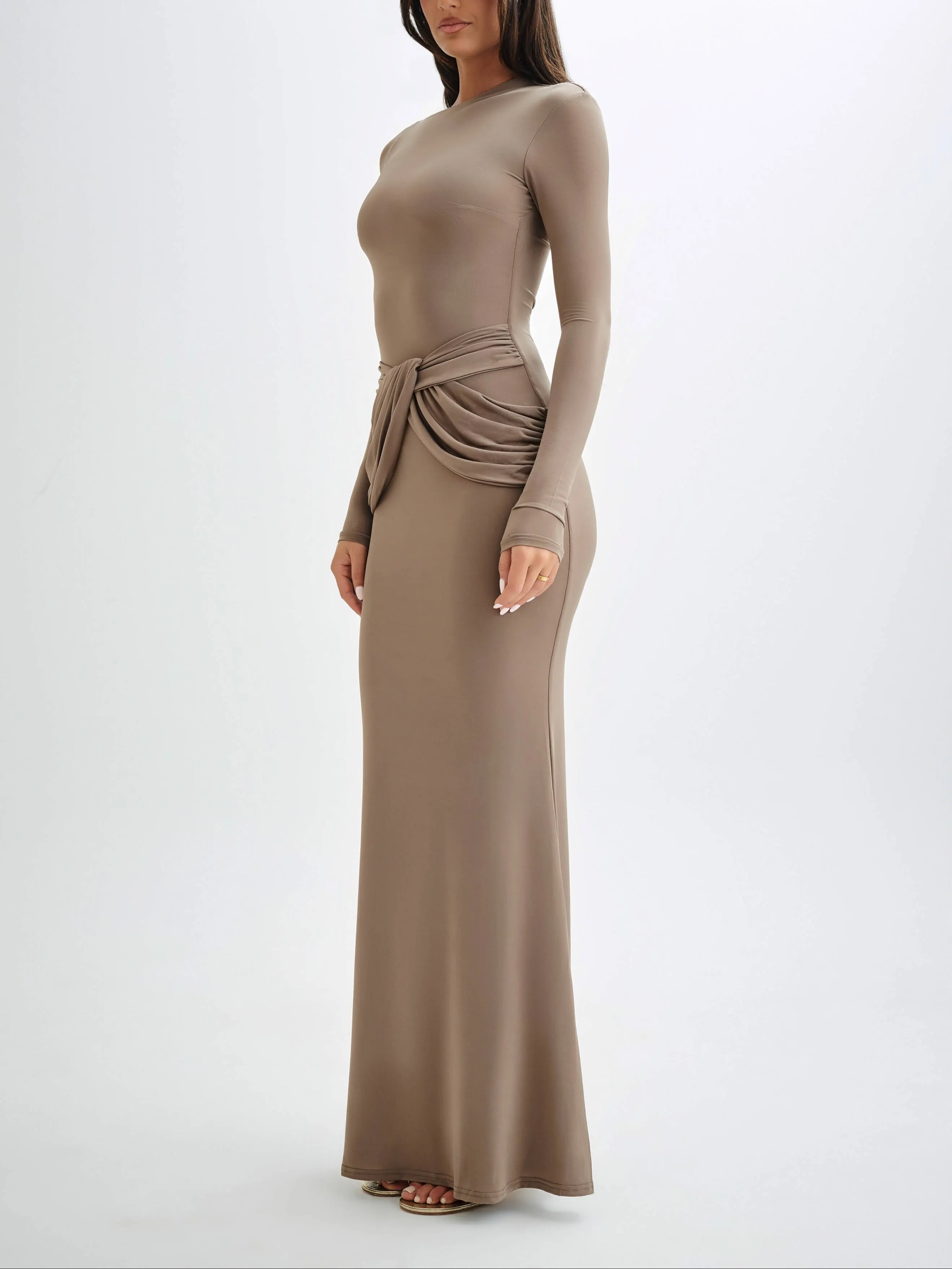 Flytonn- Halcyon Long Sleeve Slinky Maxi Dress