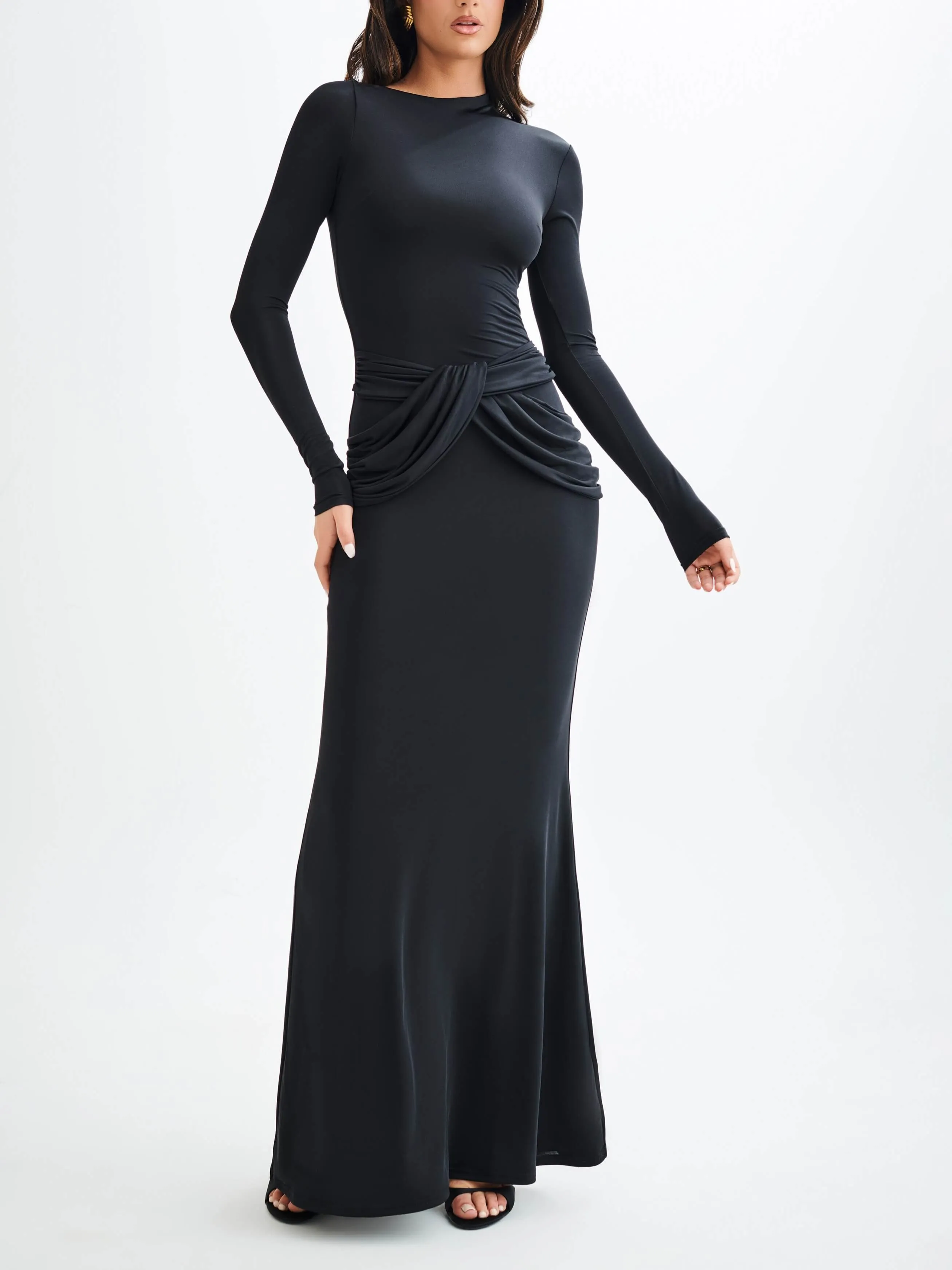 Flytonn- Halcyon Long Sleeve Slinky Maxi Dress
