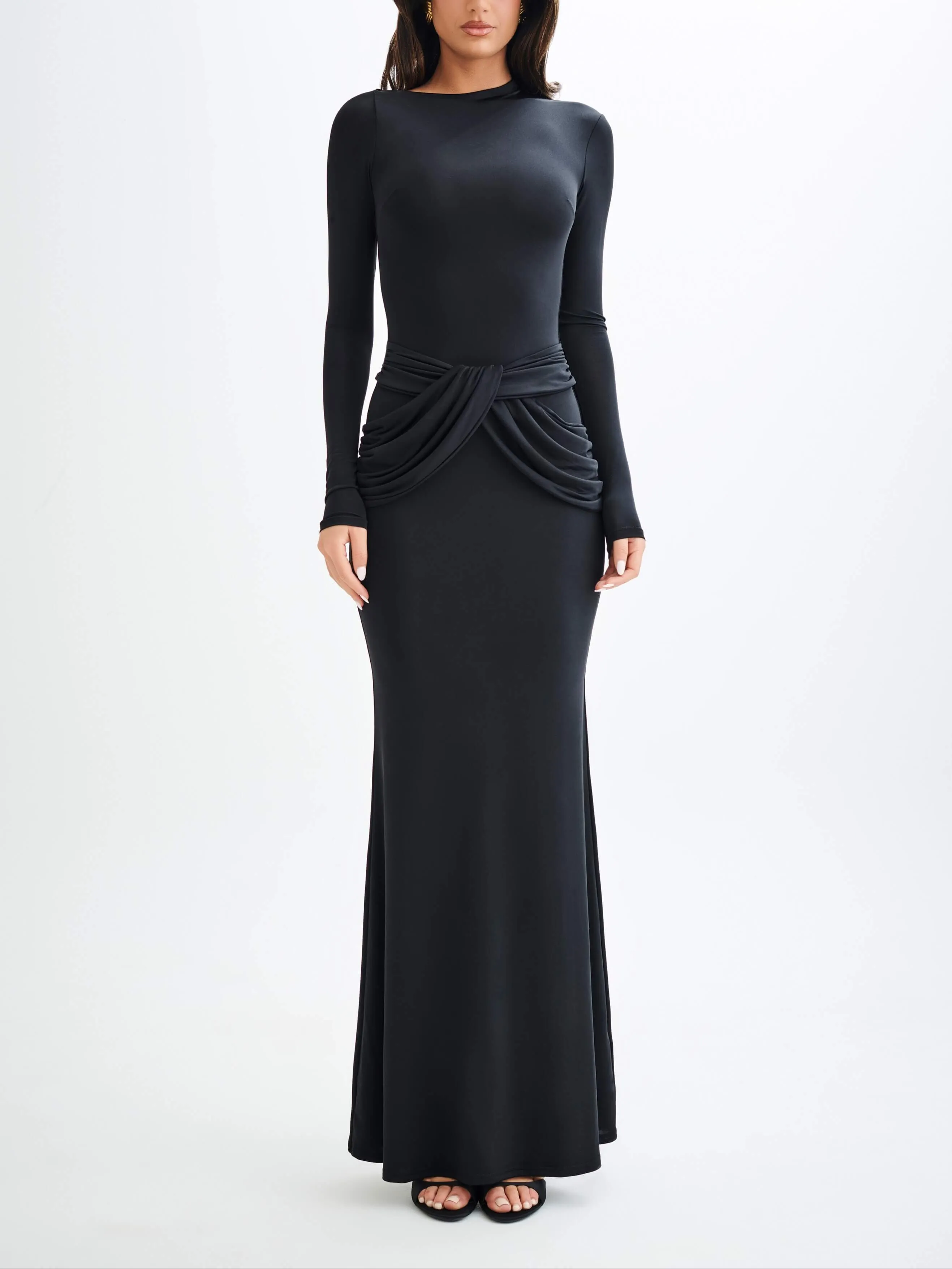 Flytonn- Halcyon Long Sleeve Slinky Maxi Dress