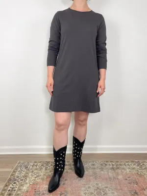 Front Seam Crewneck Dress in Iron