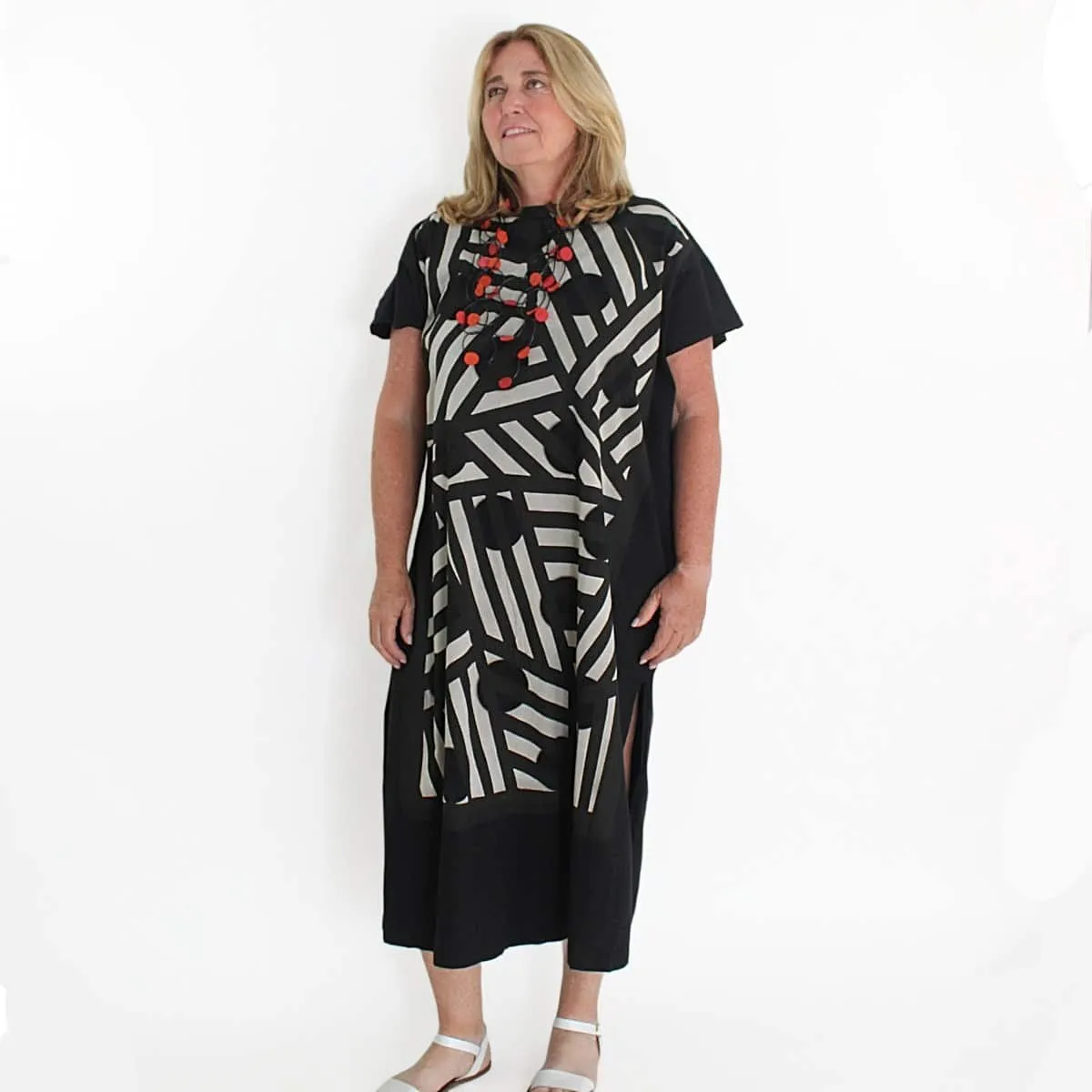 Geometric Stripe and Dot Design Caftan