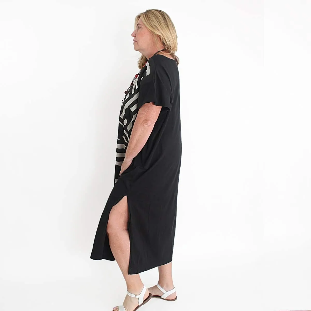 Geometric Stripe and Dot Design Caftan