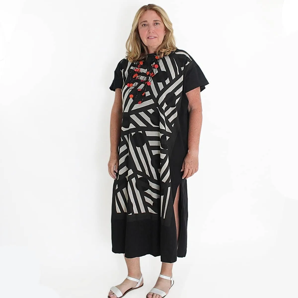 Geometric Stripe and Dot Design Caftan
