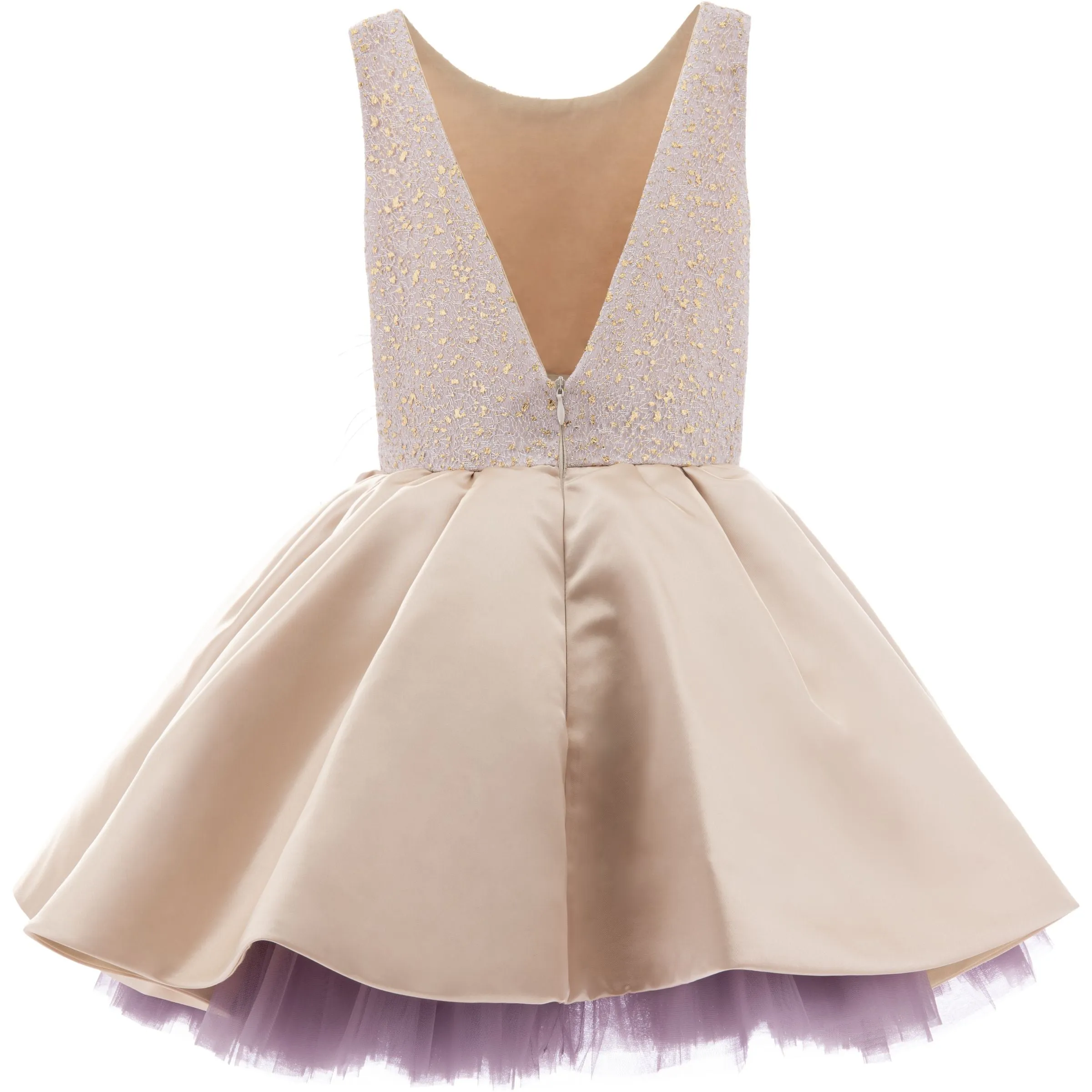 Gold Elva Satin Rose Dress