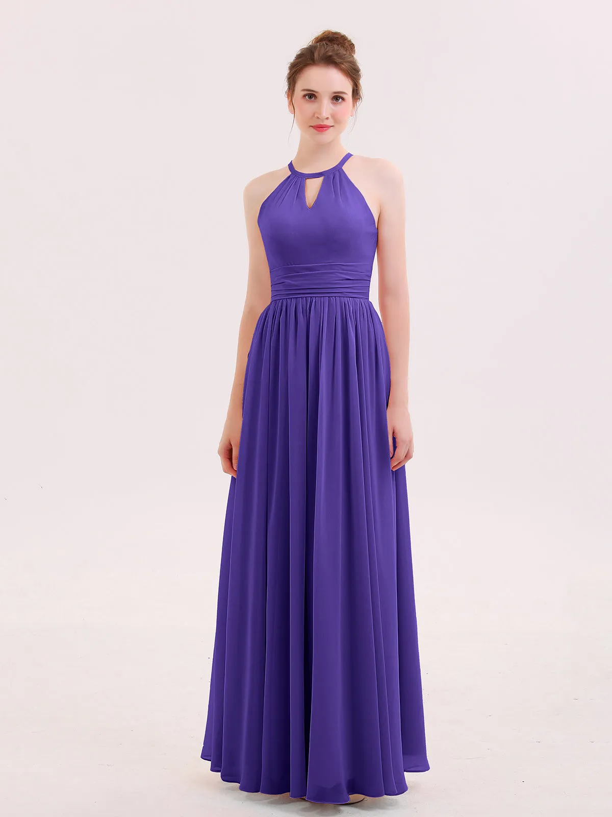 Halter Long Chiffon Dress of Bridesmaids Regency