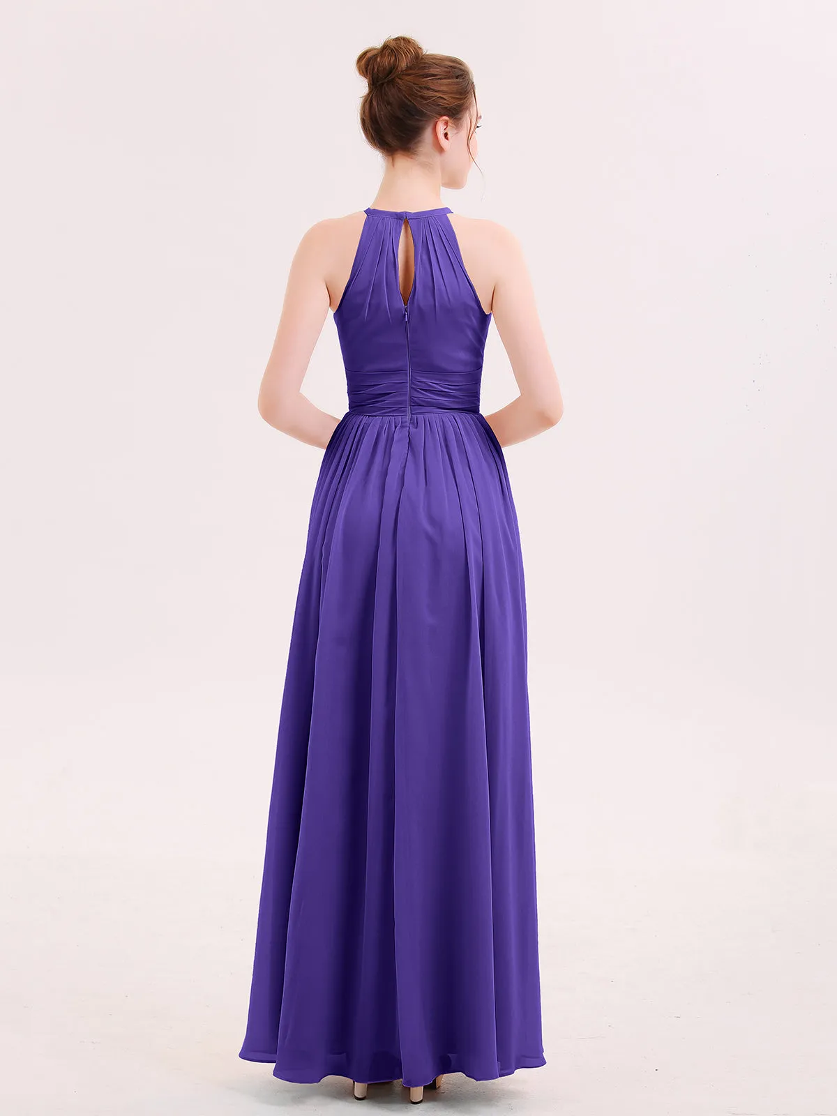 Halter Long Chiffon Dress of Bridesmaids Regency
