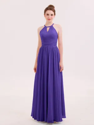 Halter Long Chiffon Dress of Bridesmaids Regency