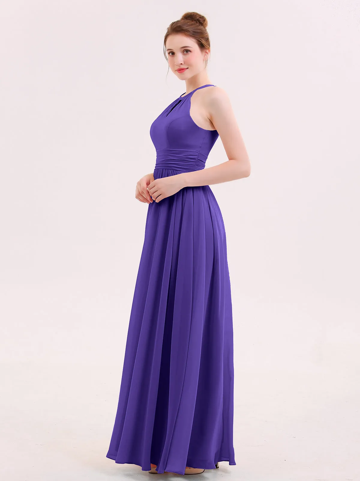 Halter Long Chiffon Dress of Bridesmaids Regency