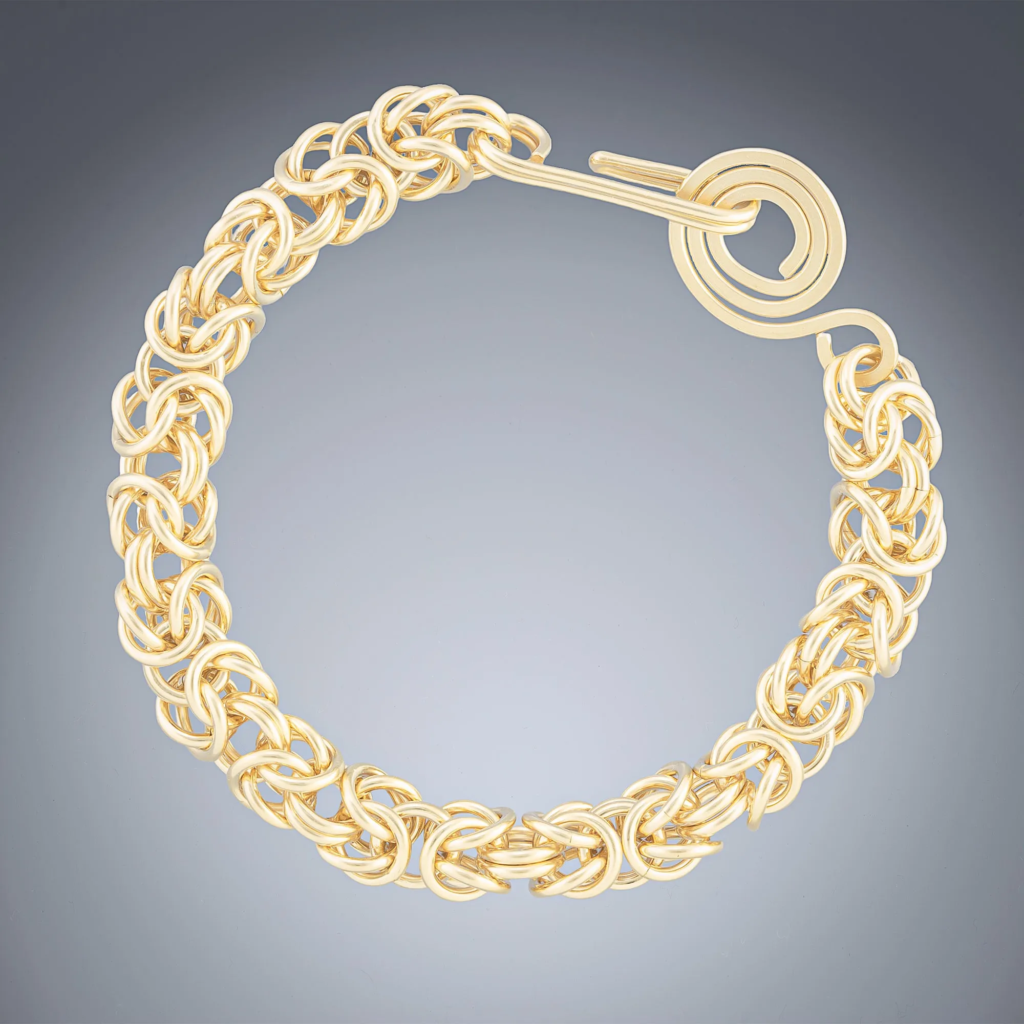 Handwoven Chunky Byzantine Bracelet in 14K Yellow Gold Fill