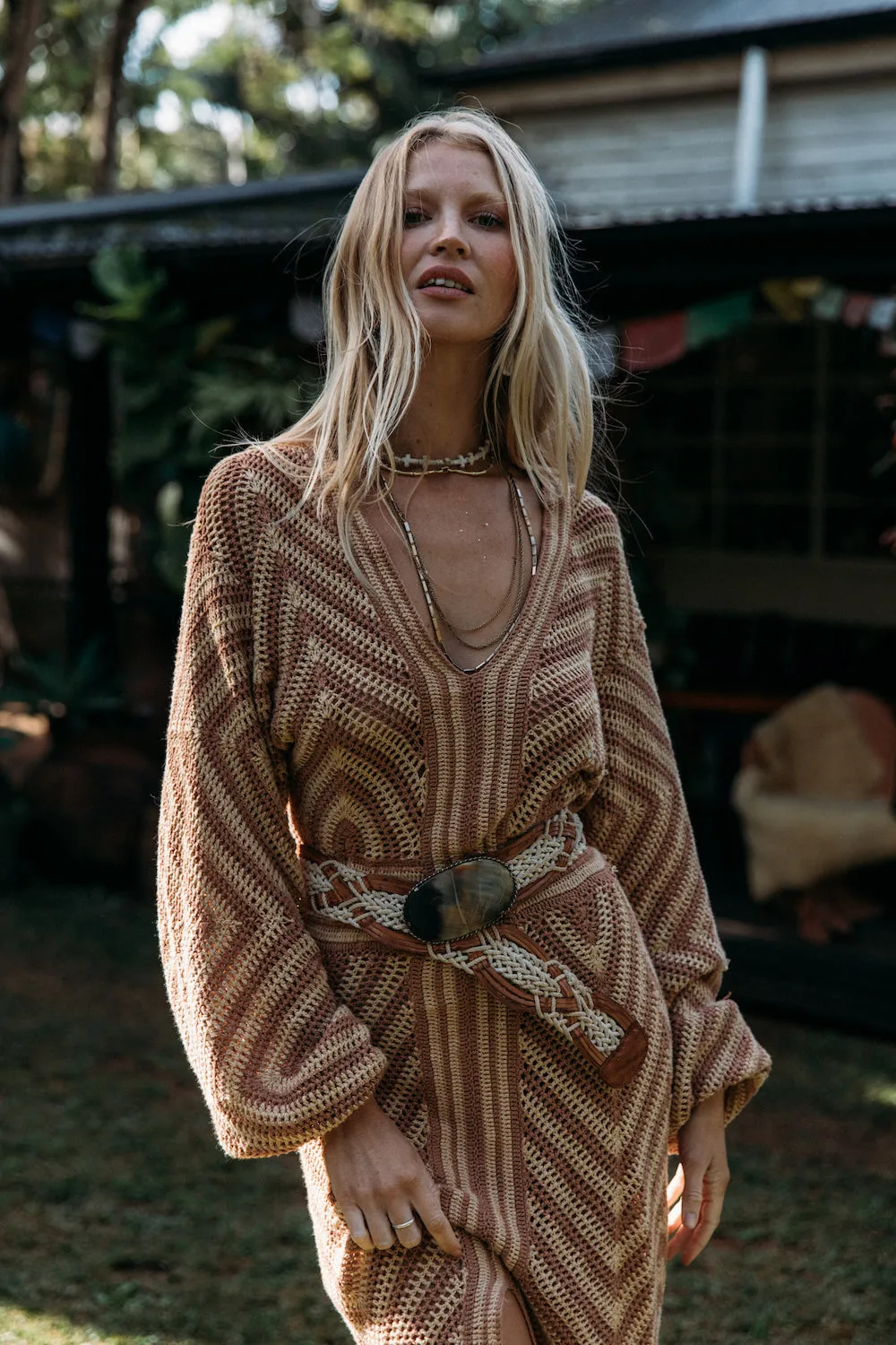 House Of The Rising Sun Crochet Maxi Dress