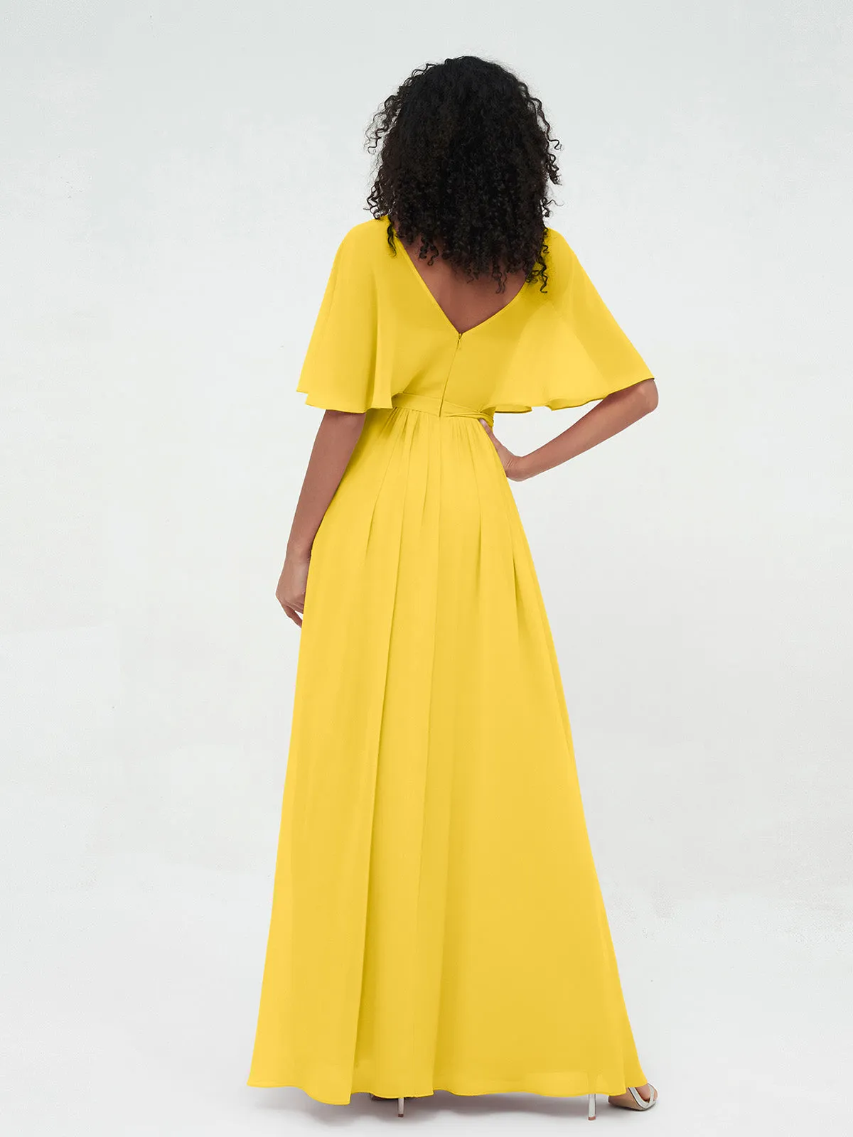 Illusion Sweetheart Neck Chiffon Max Dresses-Marigold